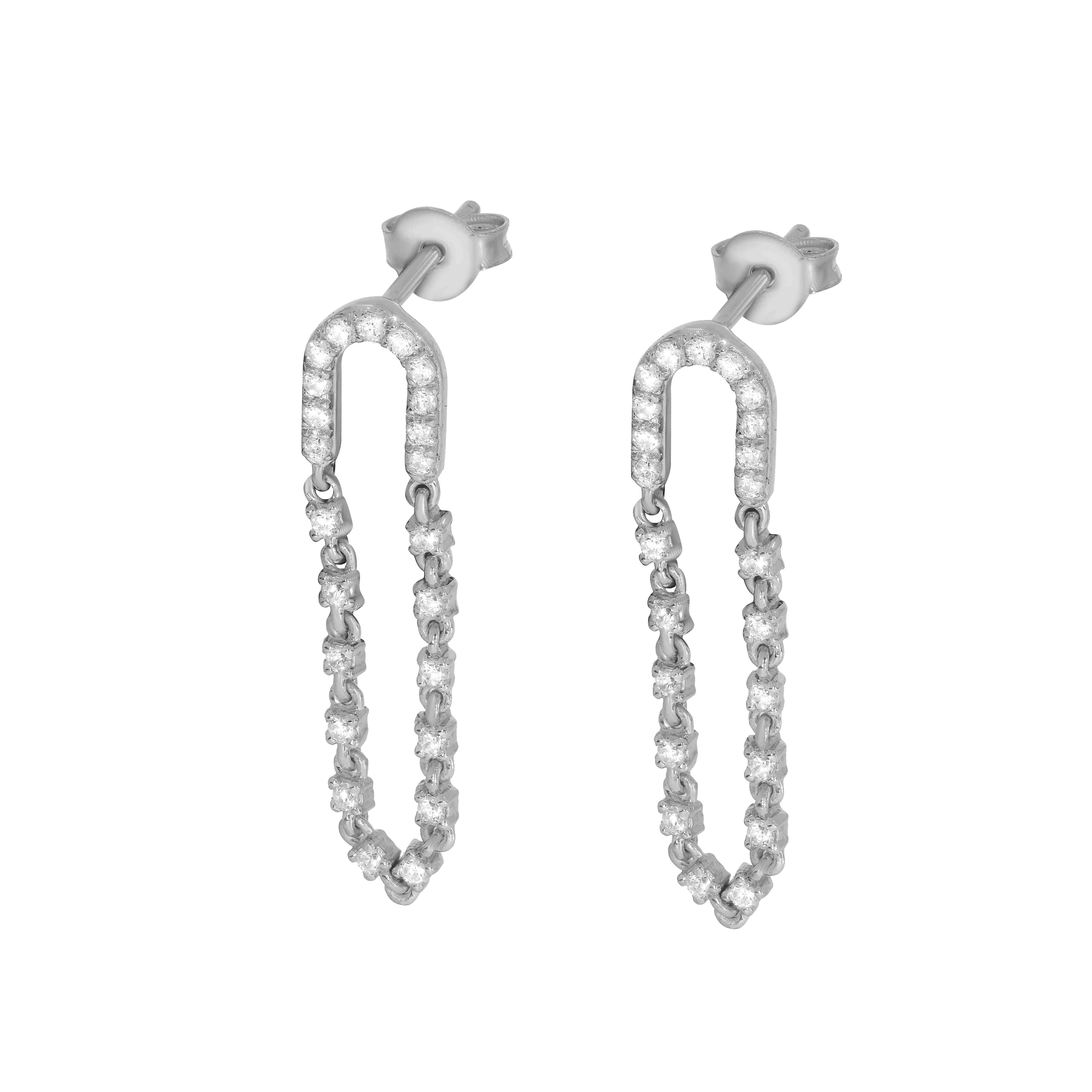 Diamond Loop Chain Stud Earrings ER21824A
